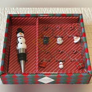Merry Little Barware Snowman Wine Stopper & Charms Christmas Gift Holiday Party